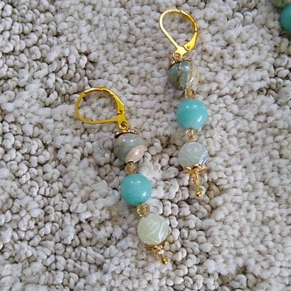 Handmade Gemstone Necklace Set Pressed Flower Tree - Picture 4 of 8